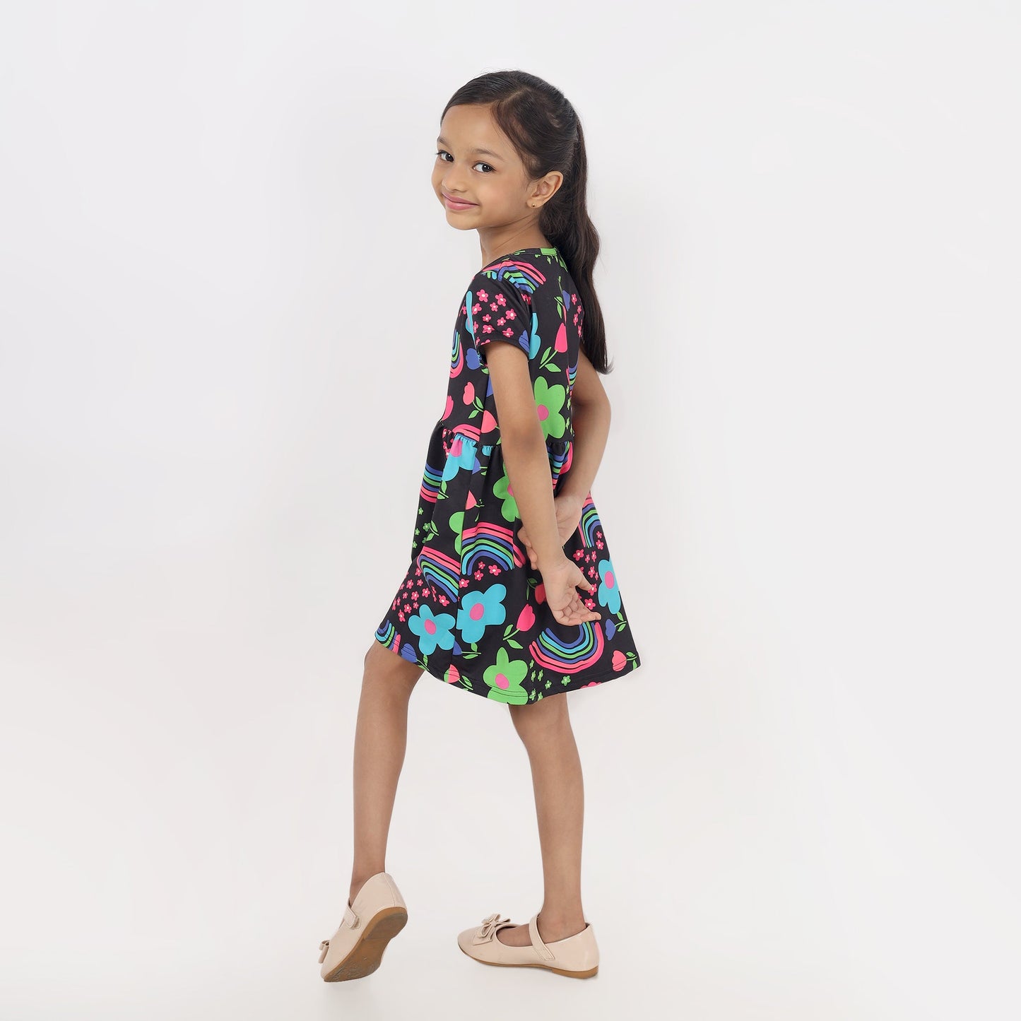 Junibear Printed Dress - Black - Junibear