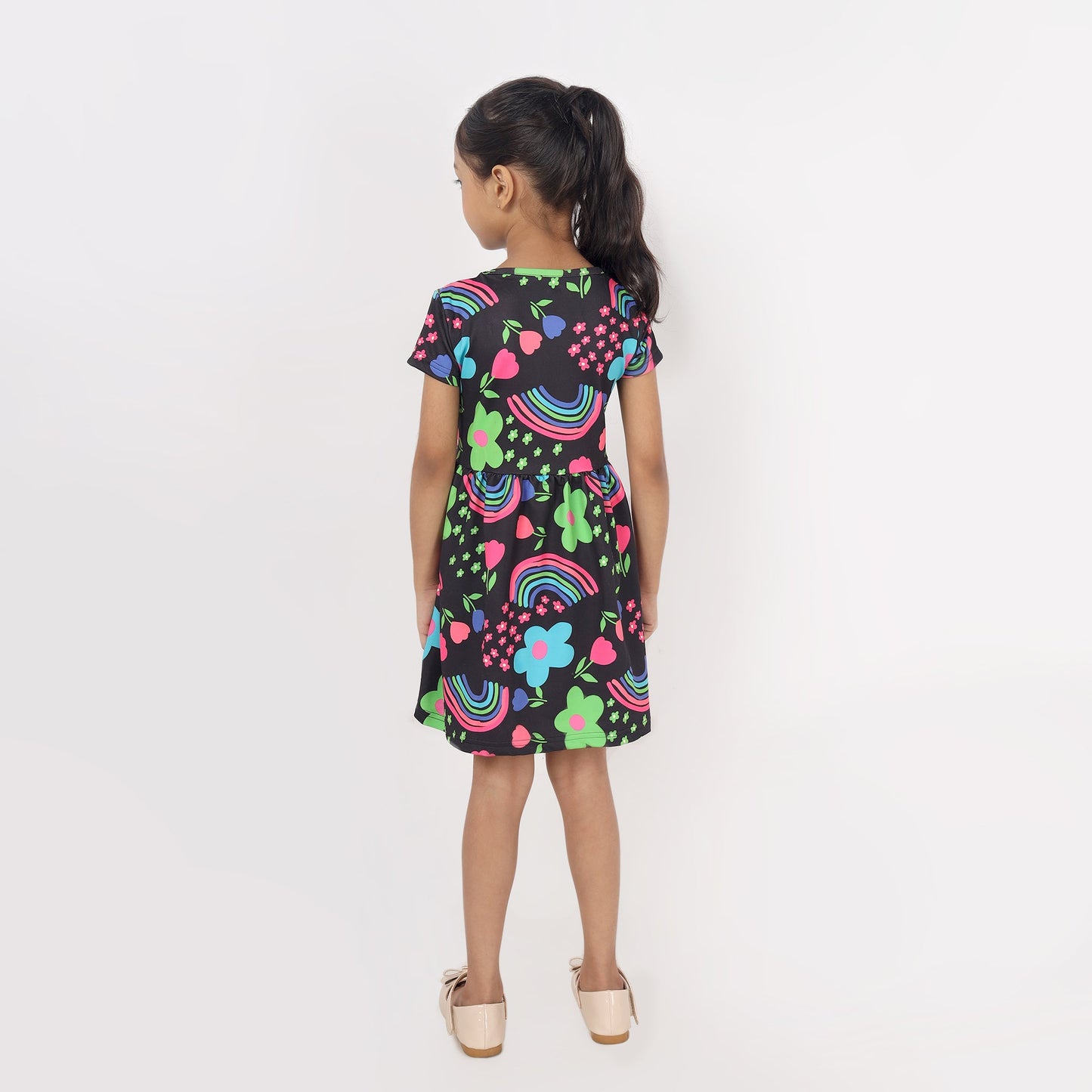Junibear Printed Dress - Black - Junibear