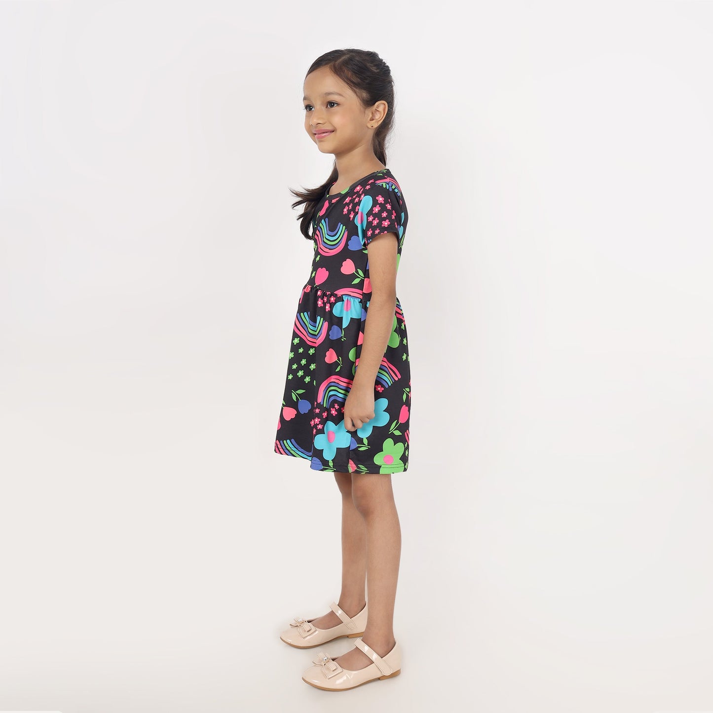 Junibear Printed Dress - Black - Junibear