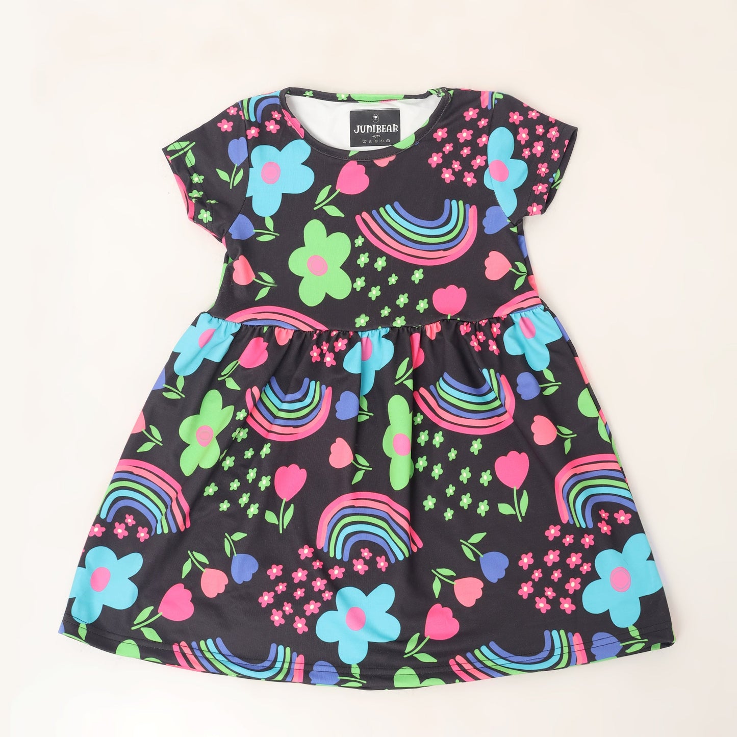 Junibear Printed Dress - Black - Junibear