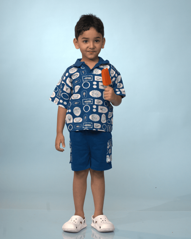Ocean Blue Polo & Cargo Shorts Set - Junibear