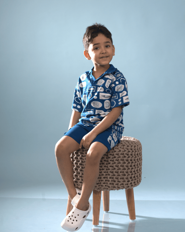Ocean Blue Polo & Cargo Shorts Set - Junibear