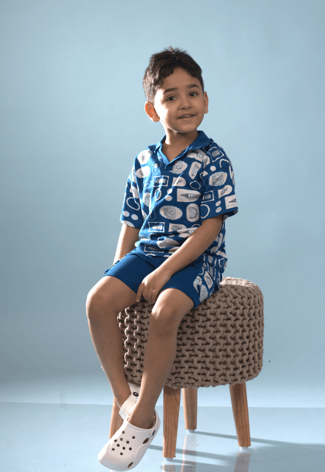 Ocean Blue Polo & Cargo Shorts Set - Junibear