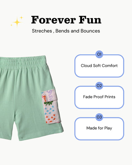 Mint Splash Doodle Polo & Shorts Set