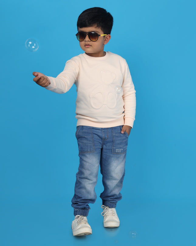 Junibear Winter Sweatshirt-Off White| Boys and Girls| 360 GSM
