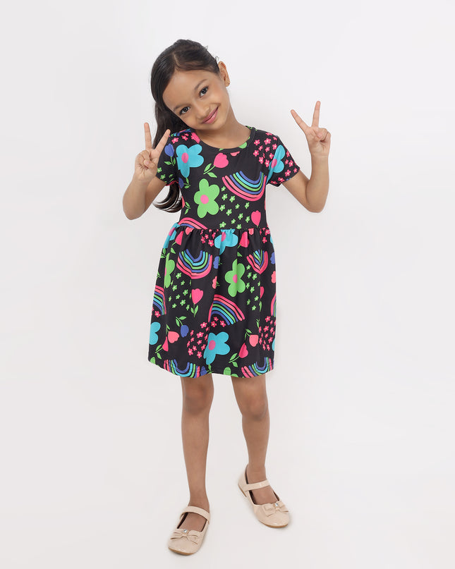 Junibear Printed Dress-Black