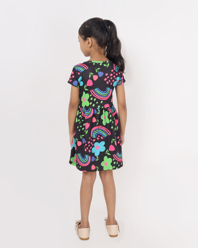 Junibear Printed Dress-Black