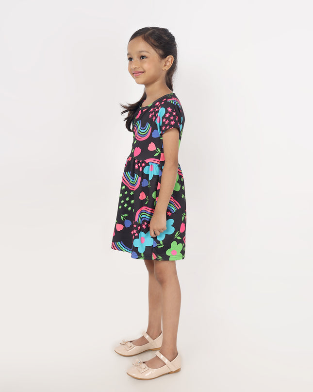 Junibear Printed Dress-Black