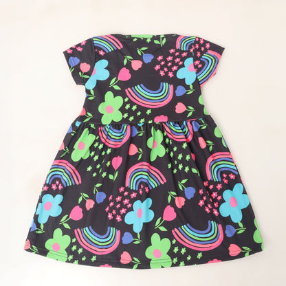 Junibear Printed Dress - Black - Junibear