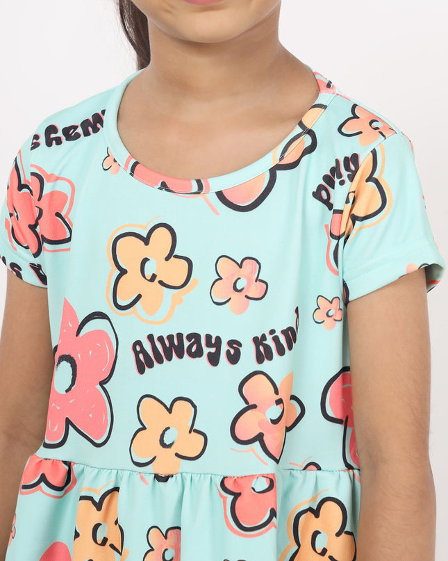 Junibear Printed Dress-Sky Blue