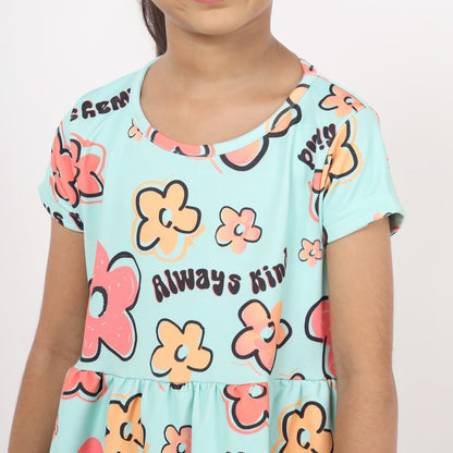 Junibear Printed Dress - Sky Blue - Junibear