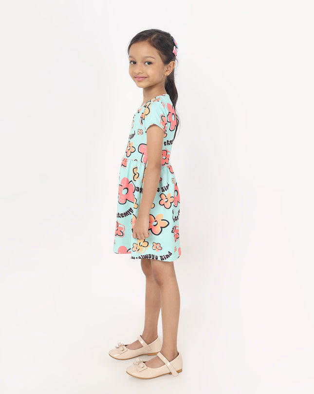 Junibear Printed Dress-Sky Blue