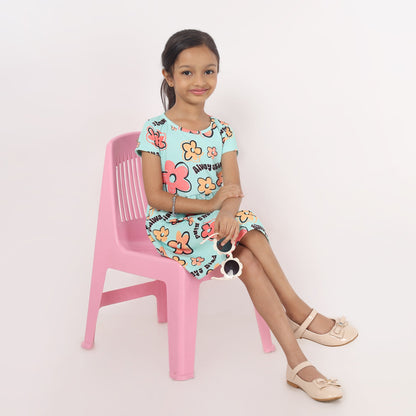 Junibear Printed Dress - Sky Blue - Junibear