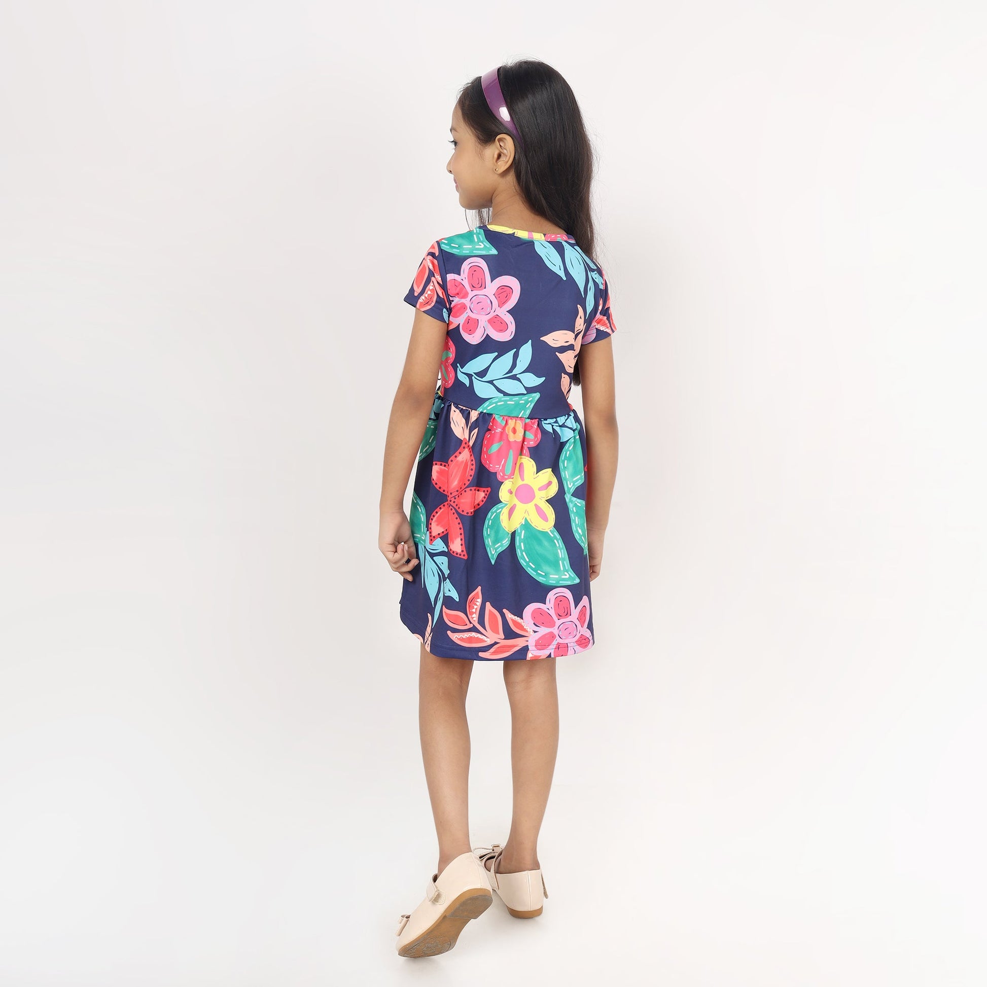 Junibear Printed Dress - Navy Blue - Junibear