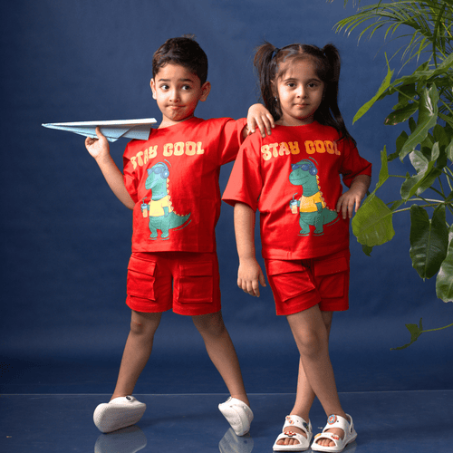 Dino Sip & Chill Tee & Cargo Shorts Set - Junibear