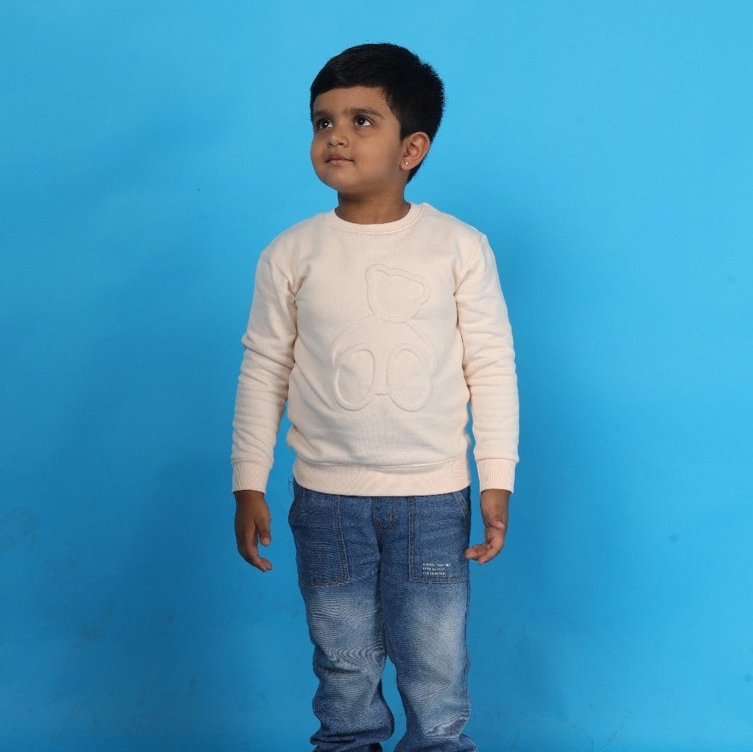 Junibear Winter Sweatshirt - Off White| Boys and Girls| 360 GSM - Junibear